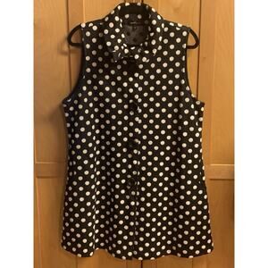 Yushi Womens Large Jacket Black & White Polka Dots Made in the USA
